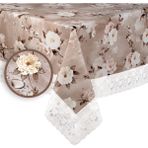 Mutlu Land Teodora Pvc Masa Örtüsü Kenar Dantel Krem - Kahverengi - 152 x 232 cm