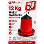 MUTLU TAVUKÇULUK 12 Kg Askılı Tavuk Yemliği 12 Lt Plastik Kanatlı Yemlik Tavuk Civciv Hindi Kaz Ördek Güvercin Yem Ka