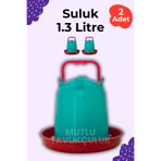 Mutlu Tavukçuluk 2 Adet Civciv Başlangıç Suluk 1.3 Litre Kapasite Keklik Güvercin Bıldırcın Muhabbet Kuşu Suluğu