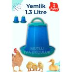 Mutlu Tavukçuluk 2 Adet Civciv Başlangıç Yemlik 1.3 Litre Kapasite Keklik Güvercin Bıldırcın Muhabbet Kuşu Yemliği