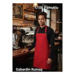 MUTLUGYM Gabardin Kumaş % 100 PAMUK Garson – Barista – Şef Önlüğü_KIRMIZI MUTFAK ÖNLÜĞÜ