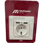 Mutlusan Rita Beyaz Siva Alti Cerceveli 2 Usb'li C.k Toprakli Priz
