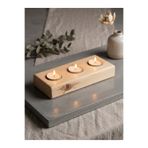mutoz Doğal Masif Çam Ağacı 3'lü Tealight Mumluk - El Yapımı Dekoratif Ahşap Şamdan 21x8.5 cm