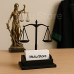 Mutu Store Avukat Adalet Terazisi Kartvizitlik Siyah Renk Dayanıklı Plastik Malzemeden Üretilmiş