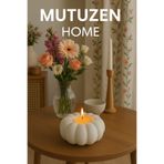 Mutuzen Home Bal Kabağı Şeklinde Dekoratif Mumluk - El Yapımı Şık Masa Üstü Aksesuar [Taş Tozu]