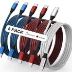 MUXA USB C - USB C Kablosu Naylon Örgülü 60W 3/3/6/6/10 FT USB Tip C Hızlı Şarj Kablosu iPhone 15/15 Plus/15 Pro Max, MacBook Pro, iPad Pro Air, Samsung S24/S24 Ultra/S23 için
