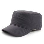MUYAN Unisex ordu askeri düz şapka, kışlık şapka, erkek pamuk ordu şapkası, Cadet şapka, ayarlanabilir beyzbol şapkası, Koyu gri -XL, 56-60