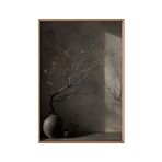 Muyika Duvar Tablosu 50x70 cm Ahşap Çerçeveli Wabi Sabi Doğa Tablosu, Doğal Taş Bonsai Dalı Temalı Modern Zen Dekoratif Poster, Bej Toprak Tonlu Salon Yatak Odası Ofis Dekoru