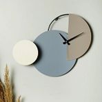 Muyika Mateen Metal 47-31cm Dekoratif Duvar Saati Hand Mate (kahve-mavi-krem) Mds-50 Çok Renkli