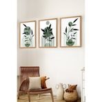 Muyika Premium Ahşap Çerçeveli 3Lü Modern Iskandinav Bohem Tarz Dekoratif Ev Dekorasyonu Tablo Seti-Set5 Myk3005-1