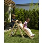 Muyuru Montessori Ahşap Pikler Üçgeni ve Kaydırak Çocuk Tırmanma Seti - Naturel Ahşap