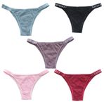 Muzboo Bayanlar Pamuk Dantel Tanga Seksi Rahat Tanga Bikini Külot, Siyah+mavi+mor+pembe+kırmızı, XL