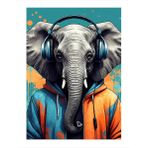 Müzik Dinleyen Fil Hediyelik Ahşap Tablo