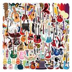 Müzik enstrümanı çıkartması, müzik, gitar çıkartması, 100 adet, kaykay, grafiti, çıkartma, motosiklet, bisiklet, snowboard, bagaj, dizüstü bilgisayar, araba çantası, çocuklar ve gençler için, su