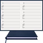 Müzik Nota Defteri - - Eşlikçi, Solo-Bass Clef Nota Anahtarı% 100 El Yapımı, El Dikişi, (İplik Dikiş) Termo Deri A/5 - Lacivert