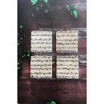 Müzik Notalar Desenli Doğal Taş Traverten Bardak Altlığı 4 Lü Set