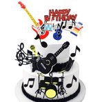 Müzik notaları Cupcake Toppers, Happy Birthday gitar pasta tepe süsü, çocuklar kız erkek çocuklar için müzikal temalı parti