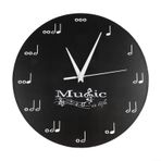 Müzik Notası Duvar Saati 30x30 cm Akrilik Tasarım Personel Sembolleri Ev Dekoru Stüdyo Ofis Oturma Odası Yatak Odası Sanatsal Siyah