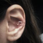 Müzik Notası Rose Kaplama Kıkırdak Gümüş Küpe