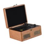 Müzik Oynatıcı Plak Oynatıcı, BT Turn tablalı 5V 5W * 2 CD çalar, 3,5 Mm giriş çıkışı, Ahşap + ABS Malzemesi, Uzaktan Kumanda, 2000mAh Batarya, CD Oynatma Için Yaklaşık 2-3 Saat, (BROWN)
