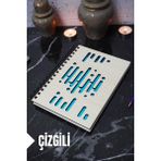 Müzik Ritmi Temalı Ahşap Kapaklı Defter - Çizgili Defter - Ajanda - Okul Defteri (A5 - 120 Sayfa)