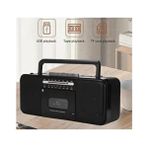 Müzik Seti Fm Radyo USB Mp3 Player Kablosuz Hoparlör Bluetooth Retro Teyp Kaset Çalar - Siyah