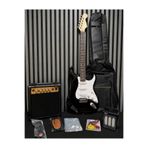 müzikhane Siyah Elektro Gitar Set SSS Manyetik (Gitar-Amfi-Askı-Kapo-Tuner-Kılıf-Kablo-Pena-Yedek Takım Tel