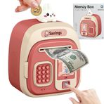 Müzikli elektronik kumbara, elektronik kumbara, çocuklar, kız ve erkek çocukları için kasa, para kasası, şifreli para kutusu, çocuklar için güvenli şifre ATM kumbara (E)