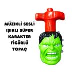 Müzikli Sesli Işıklı Süper Karakter Figürlü Topaç Oyuncak Kurmalı Fırdöndü Eğlenceli Haylaz Topaç (Yeşil)