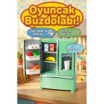 Müzikli Sesli Ve Dokunmatik Ekranlı Oyuncak Buzdolabı Seti - 12 Parça Aksesuarlı Evcilik Oyuncakları