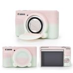 MUZIRI KINOKOO Canon PowerShot SX740 SX730 HS Kamera için Kamera Kılıfı - Canon SX730 SX740 HS Kamera için Çıkarılabilir Lens Kapaklı Yumuşak Silikon Çanta - Slim Fit Hafif - Jöle Pembesi Yeşil