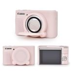 MUZIRI KINOKOO Canon PowerShot SX740 SX730 HS Kamera için Silikon Kılıf - Çıkarılabilir Lens Kapaklı Yumuşak Kauçuk SX730 SX740 HS Koruyucu Kılıf - Slim Fit SX740 sx730 HS Kılıf - Jelly Pink