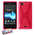 Muzzano Sony Xperia J [Le X Premium] ultra ince yumuşak koruyucu kılıf [pembe] + kalem ve mikrofiber bez Muzzano® ücretsiz - Sony Xperia J cihazınız için en iyi, şık ve uzun ömürlü koruyucu kılıf