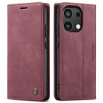 mvced Redmi Note 13 4G ile uyumlu cep telefonu kılıfı, birinci sınıf deri kapaklı kılıf, dik durma fonksiyonlu koruyucu kılıf, şarap kırmızısı