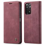 mvced Xiaomi Redmi Note 11/Note 11S 4G ile uyumlu cep telefonu kılıfı, birinci sınıf deri kapaklı koruyucu kılıf, stant fonksiyonlu, şarap kırmızısı