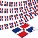 MVPRING Dominik Cumhuriyeti Yaylı Bayrak Flama Afiş, Küçük Mini Bandera Dominicana Bayrakları Bunting Afiş, Okul için Ulusal Ülke Dekorasyonu, Parti, Spor Etkinlikleri, Vatanseverlik Festivali, 33 Ayak 30