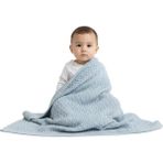 MWX Teknoloji %100 Organik Pamuk Bebek Örme Battaniye Hediye Kutulu - Yumuşak Yürümeye Başlayan Çocuk, Beşik, Bebek Arabası Battaniyesi - Yeni Doğanlar Için Nötr Kundak ve Alma Battaniyesi, 76 cm x 101 - 2328M - 1 x 32 x 27 cm