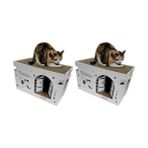 MWX Teknoloji Karton Kedi Tırmalama ve Dinlenme Evi (2 Paketi) - Ahşap
