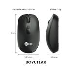 MWX Teknoloji WS205 2.4 Ghz Kablosuz Sağ ve Sol Elle Kullanıma Uygun 10 M Kullanım Mesafesi Yüksek Hızlı Kaydırma 1600DPI 4 Tuşlu Optik Mouse Siyah