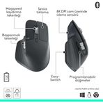 Mx 3S Bluetooth Edition Kablosuz Mouse, 8.000 Dpi, Sessiz, Ergonomik, Hızlı Kaydırma, Çoklu Cihaz Özelliği, Bluetooth, Logi Bolt Usb Alıcı, Siyah