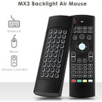 Mx3 Ses ile Komut Özellikli Tuş Aydınlatmalı 2.4Ghz Kablosuz Klavye + Air Mouse Akıllı Uzaktan Kumanda - Siyah
