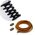 MXKOCO Metal kapsüllü elastik bağcık, evrensel bağcık, bağlama, lastik bağcık, ayarlanabilir / kauçuk ayakkabı bantları, metal kilitli, bağcıksız bağcık, ayakkabı bağlamaya son, Kahverengi, 100+cm