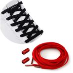MXKOCO Metal kapsüllü elastik bağcık, evrensel bağcık, bağlama, lastik bağcık, ayarlanabilir / kauçuk ayakkabı bantları, metal kilitli, bağcıksız bağcık, ayakkabı bağlamaya son, Kırmızı, 100+cm