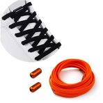 MXKOCO Metal kapsüllü elastik bağcık, evrensel bağcık, bağlama, lastik bağcık, ayarlanabilir / kauçuk ayakkabı bantları, metal kilitli, bağcıksız bağcık, ayakkabı bağlamaya son, Turuncu, 100+cm