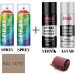 MxS (Ahşap-Metal-Araba-Plastik)Boya Seti Özel Yapım Akrilik Endüstriyel Sprey Boya 400 Ml+Zımpara - RAL-1019 AÇIK YEŞİL BEJ