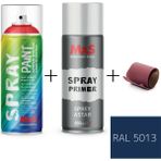 MxS Sprey+Astar Özel Yapım Akrilik Sprey Boya Seti 400 ml (Araba-Metal-Plastik-Ahşap) + Zımpara - RAL-5013 KOBALT MAVİSİ