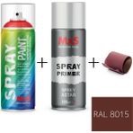 MxS Sprey+Astar Özel Yapım Akrilik Sprey Boya Seti 400 ml (Araba-Metal-Plastik-Ahşap) + Zımpara - RAL-8015 KESTANE KAHVERENGİ
