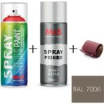 MxS Sprey+Astar Premium Özel Yapım Akrilik Sprey Boya Seti 400 ml (Araba-Metal-Plastik-Ahşap) + Zımpara - RAL-7006 BEJ GRİ