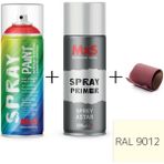 MxS Sprey+Astar Premium Özel Yapım Akrilik Sprey Boya Seti 400 ml (Araba-Metal-Plastik-Ahşap) + Zımpara - RAL-9012 TEMİZ ODA BEYAZI