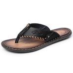 MXTSH Flip Flop Deri Kauçuk Taban Siyah Erkek Terlik